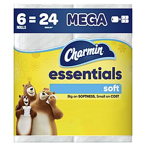 6-Mega Roll Charmin Essentials Soft Toilet Paper (330 Sheets Per Roll) $3.75 w/ S&S + Free Shipping w/ Prime or on $35+