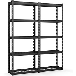 Goplus 2-Pack 5-Tier Metal Height Adjustable Shelving Storage Racks (12"D x 27.5"W x 66"H) $40 + Free Shipping