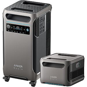 Anker SOLIX F3800 Portable Power Station and BP3800 Expansion Battery, 7.68kWh LiFePO4 Batteries, 6000W AC Output, Solar Generator $2898