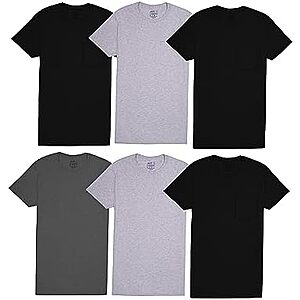 [Prime] $13.24* | 6-Pack Fruit of the Loom Men's Eversoft Short Sleeve Pocket T-Shirts (Assorted) at Amazon