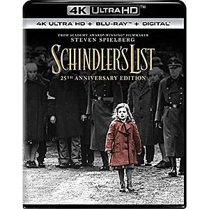 $11.49* | Schindler's List: 25th Anniversary Edition (4K Ultra HD + Blu-ray + Digital HD) at Amazon