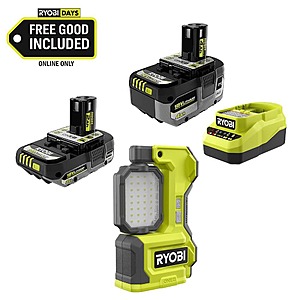 Ryobi ONE+ 18V Hybrid Cordless LED Magnetic Task Light with 4.0Ah Lithium-Ion Battery, 2.0Ah Lithium-Ion Battery & Charger $99