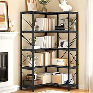DWVO 5-Tier L-Shaped Corner Bookshelf Storage Organizer $66.49 + Free Shipping