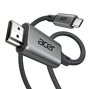 [Prime] 6.6' acer USB-C to DisplayPort Cable (4K@60HZ 2K@165Hz) $9.48 + Free Shipping