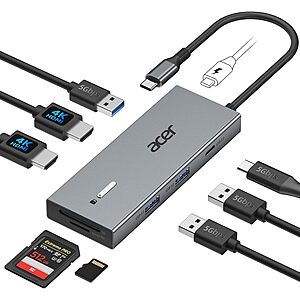 [Prime] Acer 9-in-1 USB-C Dual Monitor Docking Station w/ 2x HDMI 4K@60Hz, 100W PD & SD Card Slots $32.99 + Free Shipping