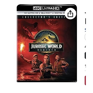 Jurassic World Rebirth (4K Ultra HD + Blu-ray + Digital) $11.99 Amazon
