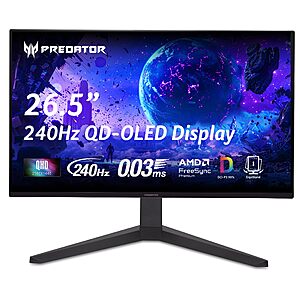 [Prime] 26.5" acer Predator QD-OLED 1440p 240Hz 0.03ms Gaming Monitor  $314.99 + Free Shipping