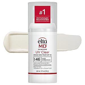EltaMD UV Clear SPF 46 Face Sunscreen w/ Zinc Oxide & Niacinamide (Untinted, 0.5-Ounce) $18.80 + Free Shipping w/ Prime or on $35+