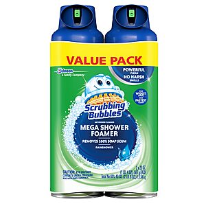 Prime, 2 pack, Scrubbing Bubbles Mega Bathroom and Shower Foamer Aerosol, Rainshower Scent, 20oz, $5.78