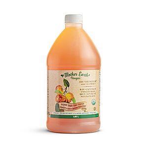 PRIME DAY S&S $16.87 64oz Btl Mother Earth, Organic Apple Cider Vinegar with The Mother, Half Gallon, Fresh Pressed Organic Apples, OACV, ACV, Raw, Unpasteurized