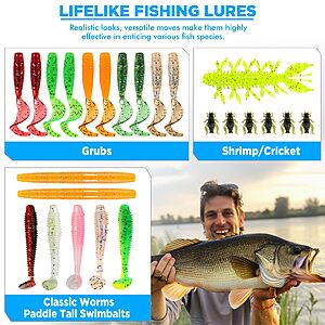 $13.57 PRIME DAY PLUSINNO Fishing Lures, 137Pcs Tackle Box with Tackle Included, Crankbaits, Spoon, Hooks, Weights & Other Accessories