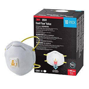 [S&S] $14.91: 3M N95 Respirator 8511, Features Cool Flow Exhalation Valve, 10 Count (8511Db1-A-Ps)