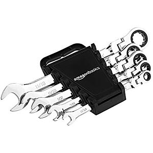 [Prime] $13.74* | 5-Piece Amazon Basics Flexible Ratcheting Wrench Set (SAE) at Amazon