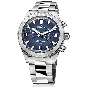 Edox watch quartz skydiver blue chronograph $460