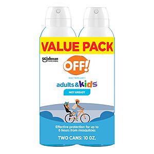 OFF! Insect Repellent Aerosol for Adults & Kids, Fragrance-Free Picaridin Bug Spray for Everyday DEET-Free Protection from Mosquitoes and Ticks, 5 oz, (Pack of 2) $9.96