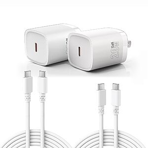 Amazon Prime - 2 Pack 20W PD Charging Adapter with 6FT USB C to C Cable - $3.99