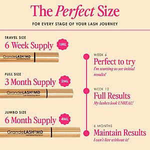 [S&S] Grande Cosmetics GrandeLASH-MD Lash Enhancing Serum - Peptide & Vitamin Infused Formula for Longer, Thicker, Fuller Looking Lashes  (1mL) $18.36