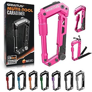 [Prime] GIRIAITUS 8-in-1 Multitool Carabiner w/ Pocket Knife, Bottle Opener & Screwdriver (Pink) $12.34 + Free Shipping