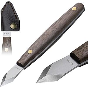 [Prime] RUITOOL Double Beveled Marking Knife w/ Wooden Handle & Leather Sheath $16.79 + Free Shipping