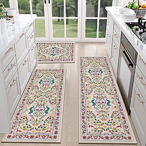 [Prime] 3-Piece HEBE Non-Slip Absorbent Kitchen Rugs (20"x32"+20"x48"+20"x59") $19.99 + Free Shipping