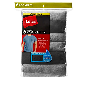 Hanes Men's Value Pack Assorted Pocket T-Shirt Undershirts, 6 Pack - $16.05