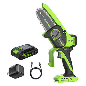 Greenworks 24V 4” Cordless Battery Brushless Pruner Saw w/ 2.0Ah Battery & 30W Type-C Charger (3-Ft Cable) $71.4