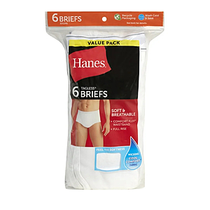 Hanes Men's Value Pack White Briefs, 6 Pack - $11.24