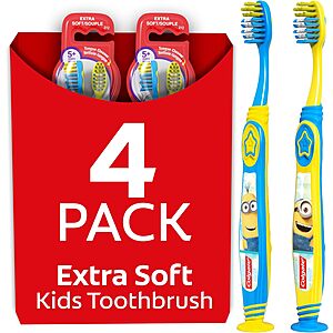 4-Pack Colgate Kids' Toothbrush w/ Extra Soft Bristles + Suction Cup (Minions) $5.28 w/ S&S + Free Shipping w/ Prime or on orders over $35