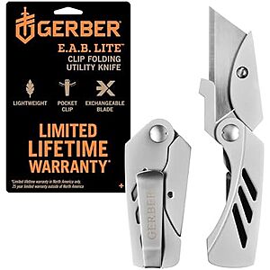 [Prime] $11.39* | Gerber Gear EAB Lite Pocket Razor Knife w/ Money Clip (Stainless Steel) at Amazon