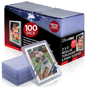 PRIME Ultra PRO 3" x 4" Clear Regular Toploaders for Cards with Card Sleeves Bundle Standard Size 100ct - Subscribe and save $11.52