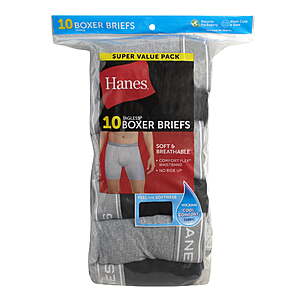 10-Pack Hanes Men's Value Pack Assorted Boxer Briefs - $21.58