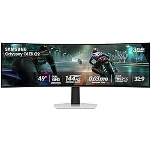 $799.99* | 49″ SAMSUNG Odyssey OLED G9 Dual QHD QD-OLED G-Sync Compatible Curved Gaming Monitor, 144Hz, 0.03ms (G91SD) at Amazon
