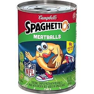 15.6-Ounce SpaghettiOs Football Shaped Canned Pasta w/ Meatballs $0.86 w/ S&S + Free Shipping w/ Prime or $35+
