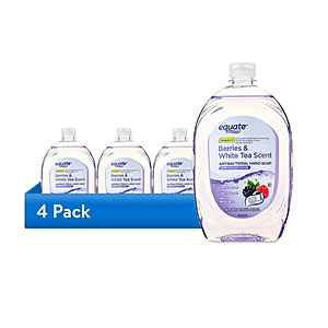 $9.51 - (4 pack) Equate Antibacterial Liquid Hand Soap, Berries and White Tea, 50 fl oz