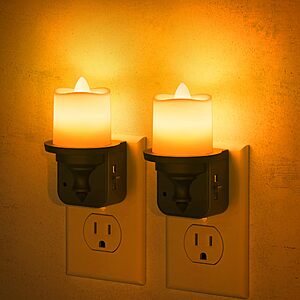 2-Count JandCase Flameless Candle Plug-In LED Night Lights w/ Dusk-to-Dawn Sensor (0-100 Lumens, 2000K Amber or 3000K Soft White) $5.99 ($3 each)+ Free Shipping w/ Prime or on $35+