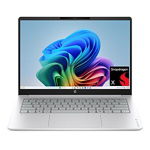 HP OmniBook 3 14 inch Next Gen AI PC, 2K Display, Snapdragon X X1-26-100, 16 GB RAM, 512 GB SSD, Qualcomm Adreno GPU, Windows 11 Home, Glacier Silver, 14-hz0099nr $499.99