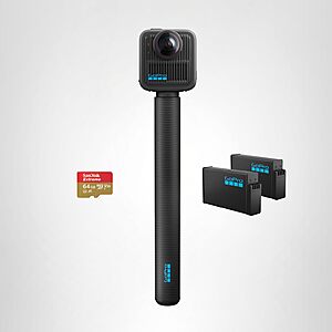 GoPro MAX2 + Accessory Bundle - Includes 4ft (1.2m) Extension Pole, 2 1960mAh Enduro Batteries, 64GB SanDisk microSD Card $369