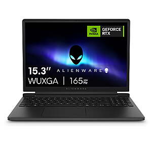 Alienware 15: 15.3" FHD+ IPS 165Hz, Ryzen 5 220, RTX 4050, 16GB DDR5, 512GB SSD $839