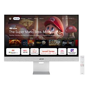 ASUS ZenScreen 31.5” 4K USB-C Smart Monitor (MS32UC) - UHD (3840 x 2160) IPS, 98% DCI-P3, GoogleTV, Harman Kardon Speakers $334