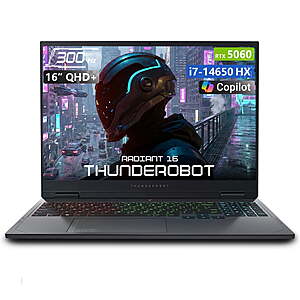 THUNDEROBOT Radiant 16 Gaming Laptop: 16" QHD+ IPS 300Hz, i7-14650HX, RTX 5060, 32GB DDR5, 1TB SSD, RGB Keyboard $1198.99
