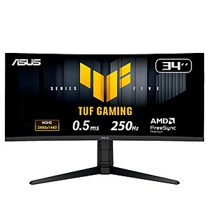 ASUS TUF Gaming 34” 1440P Ultrawide Curved Monitor (VG34WQML5A) - 250Hz, 0.5ms $284.05