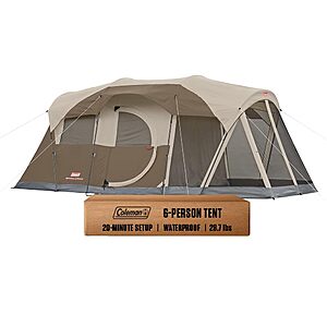 Coleman WeatherMaster 6-Person Camping Tent with Screened Porch, Weatherproof Tent with Screen Room, Rainfly & Carry Bag Included, Made Without PFAS Chemicals $254.59