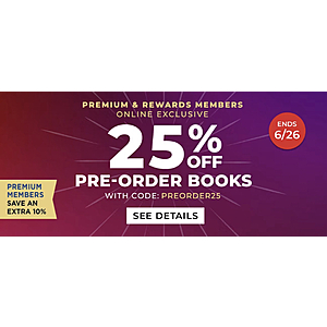 Barnes+Noble: 25% off Pre-ordered books