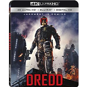 Dredd - 4K UHD + Blu Ray + Digital $10.49 Amazon