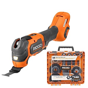 RIDGID 18V Brushless Cordless Multi-Tool with 14-Piece Blade Accessory Kit $94.97