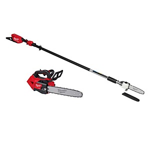 Milwuakee M18 FUEL 10 inch 18V Brushless Telescoping 13 ft Pole Saw w/14 inch Top Handle Chainsaw (2-Tool deal) @HomeDepot
