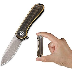 CIVIVI Mini Elementum 1.83" 14C28N Flipper Pocket Knife w/ Brass & Stainless Steel Handle (C18062Q-1) $37.50 + Free Shipping