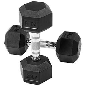 Gianna 2Pcs 20 lbs Hex Dumbbells with Rubber Coated $35.99 + Free S&H at Walmart