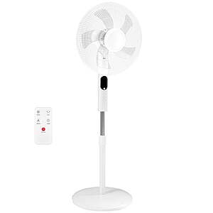$26.99: Gianna Quiet Pedestal Fan with Remote 15H Timer, 3 Speed, 3 Wind Modes, Height adjustable: 45.5"–52.4" at Walmart