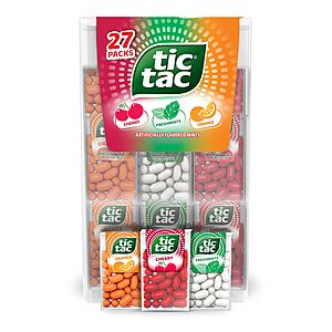 $21.28 S&S CLIP Q AMZ YMMV Tic Tac Variety Pack Mega Box, Bulk 27 Packs, Cherry, Freshmints, Orange, Refreshing Fruity Mints, Classic Box, 17.14 oz​